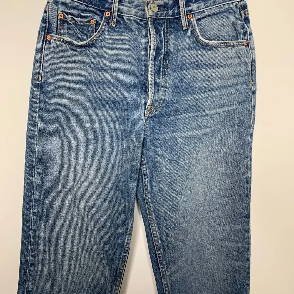 GRLFRND Revolve Helena High Rise Bittersweet Straight Leg Denim Dark Wash Jeans